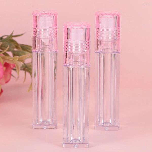 Speicherflaschen 1 Set 10 pcs hydratisierende Lippenölfläschchen Feuchtigkeits-nachfüllbares Einrollflasche mit Deckel (rosa Kappe)