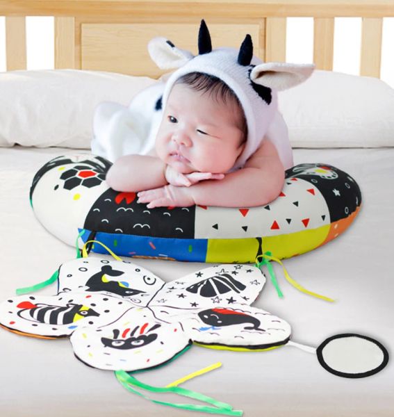 Dolls Infantil Tummy Time Pillow Toy Brinquedo preto e branco de alto contraste bebê brinquedo com espelho montessori brinquedo sensorial para criança 0 12 meses 1