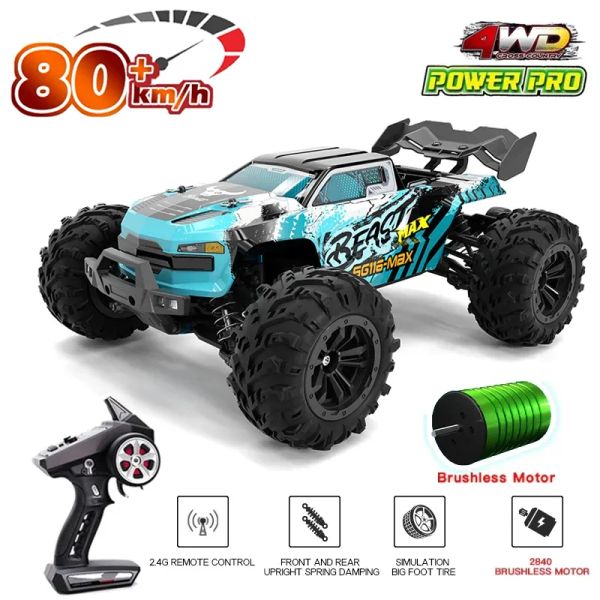 Auto 1:14/1: 16 4WD RC -Auto 80 km/h oder 40 km/h mit LED -Leuchten Fernbedienungssteuerwagen Offroad Control Trucks Hochgeschwindigkeit Drift Cars Kinder Spielzeug