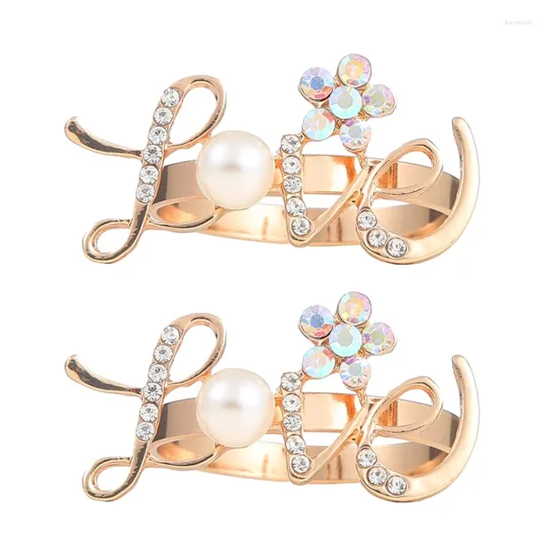 Guardanapo de mesa 2pcs Dia dos namorados Love Metal Rings Luxury for Rhinestone Pearl Ponted Serviette Buckle Titular Drop Wedding Drop