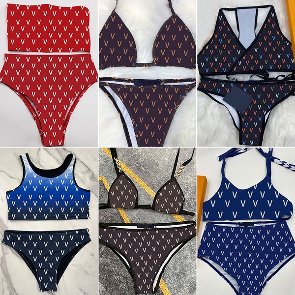 Moda tasarımcı kadın bikini seti sıcak mini mektuplar mayo giyim genç kızlar klasik mayolar seksi push up yaz plaj yüzme mayo tangs üst sütyen bodysuit