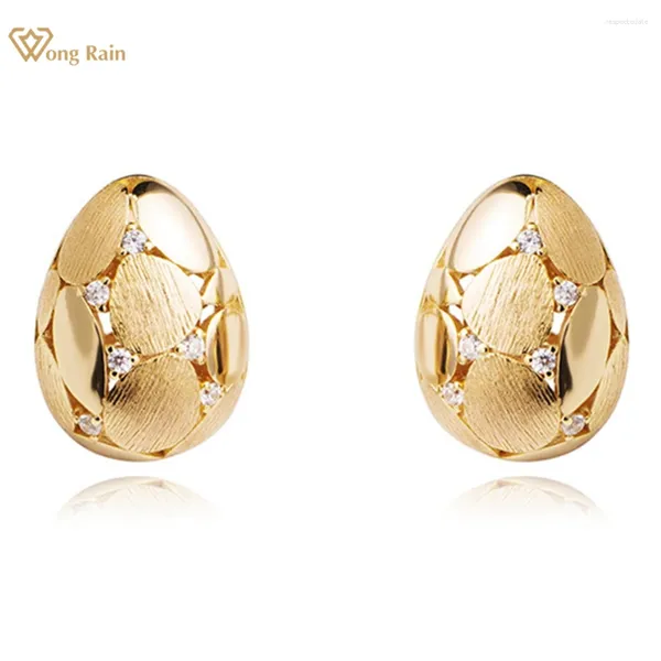 Brincos do garanhão Wong Rain 18K Gold Batilhed 925 Sterling Silver Lab Sapphire Gemstone Personality Pêra -Ear Studs para mulheres jóias finas