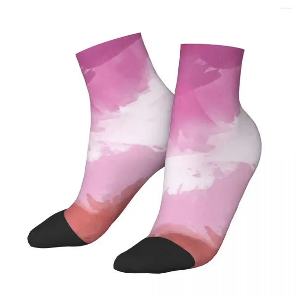 Meias masculinas lésbicas aquarela Pride Tornozelo LGBTQ Flag Flag Unissex Rodty Pattern Impresso Funny Low Sock Gift