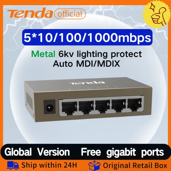 Управление Tenda 5port Полный гигабитный переключатель 1000 Мбит / с смарт -сети Ethernet Desktop Switcher Fast Ethernet Network для камеры наблюдения