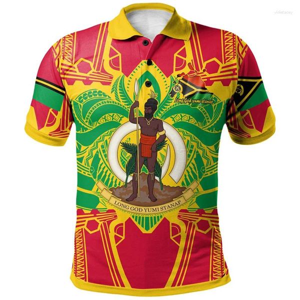 Herren Polos Mode Tuvalu Polynesischer Muster Polo -Hemd Männer 3D -Druckmantel Kurzärmel Tees Strandknopf Hawaiian Revers T -Shirts