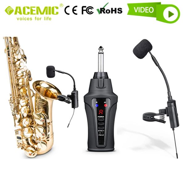 Microfoni Sistema wireless al microfono sassofono microfono clipon per sax alto record strument a vento trombone clarinet acemico