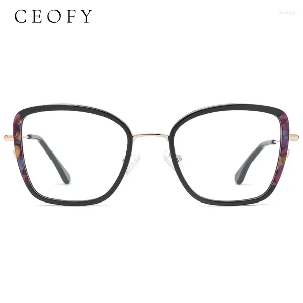 Telai da sole Ceofy 2024 Women Aceta Metal Eyele Glasses Framello Cat Eye Retro Fashi