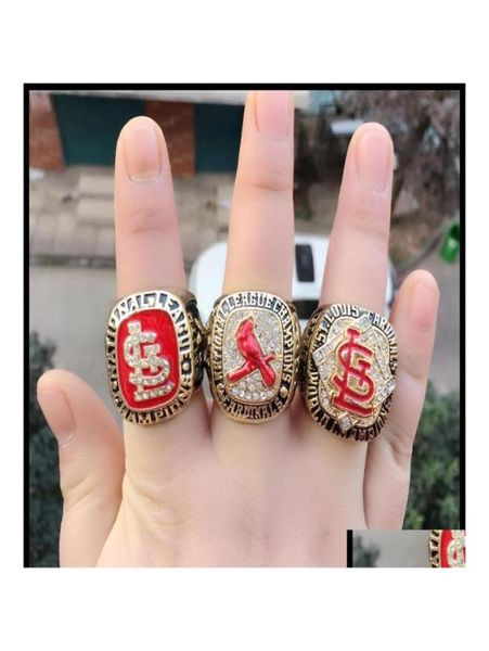 Три каменных кольца Высококачественные 3pcs 1985 2004 2006 Misi Baseball Ring Set Sec Sec Sports Dewelry Fan