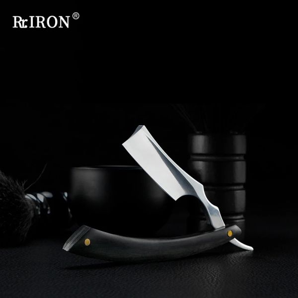 Blades Ririne Highend Straight Edge Razor Beard Bearing Razor Man Черный складной бритье.