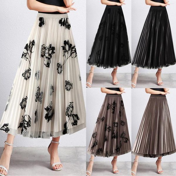 Gonne da donna gonna floreale in tulle floreale festa di ballo a metà lunghezza A-Line High Waist Female Chic Streetwear 2024 Spring