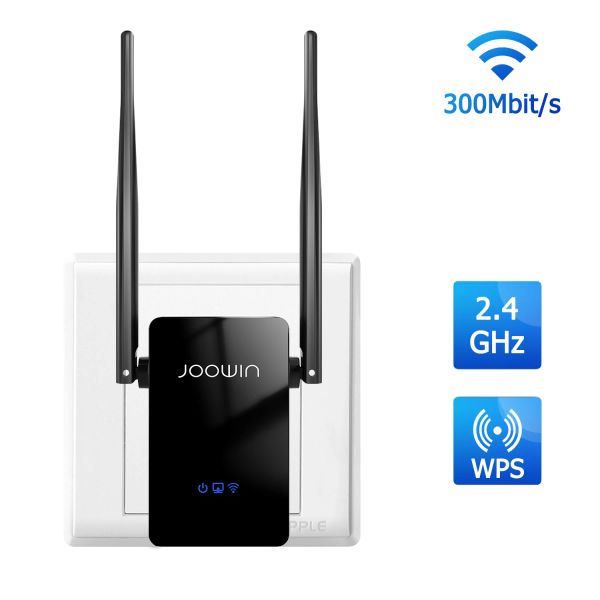 Router Joowin 300 Mbit/s Wireless WiFi Repeater Router Range Extender Signal Booster 2,4 g EU -Stecker mit RJ45 WAN/LAN -Hafen für Home Office