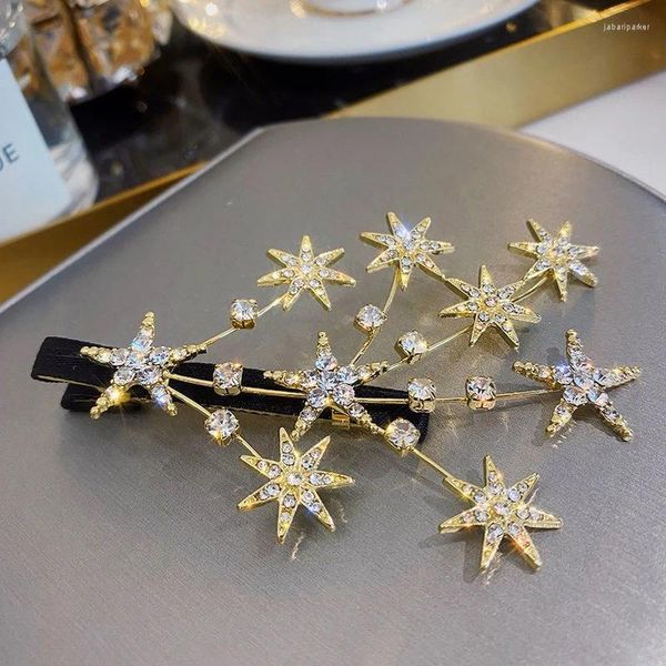 Haarclips Bling Geometrische Stern Strassnadel Accessoires für Frauen Kristallklamme Hochzeit Barrette Schmuck Schmuck