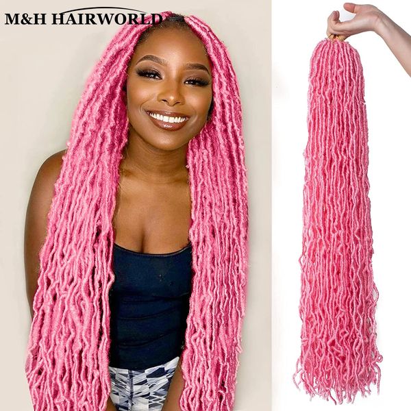 Pince Pink sintetico Locs Crochet Hair per donne nere Dea morbida Nu Locs intrecciati capelli dreadlocks capelli 240409