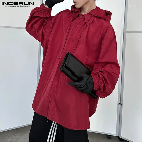 Herren Hoodies Incerun Tops 2024 koreanische Stil Männer Lose Silhouette Design Hoodie lässig modische massive, langhältige Kapuzen -Sweatshirts