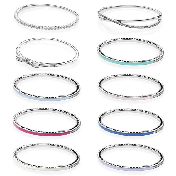 Stränge neue 100% 925 Sterling Silber Tropfen Gummiarmband Clear CZ Charm Perle Fit Anhänger DIY -Kristallarmbänder Die Fabrik Großhandel