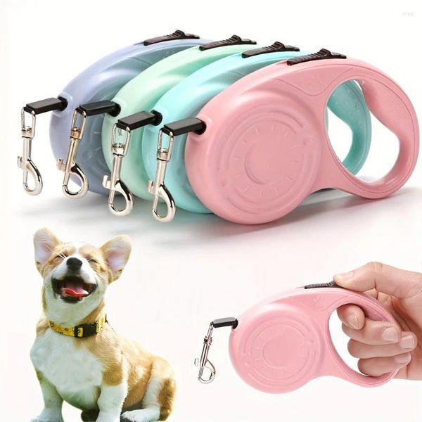 Colarinhos de cachorro coleira retrátil de tração automática corda gatos e cães filhotes viagens ao ar livre passeando fácil de usar conveniente