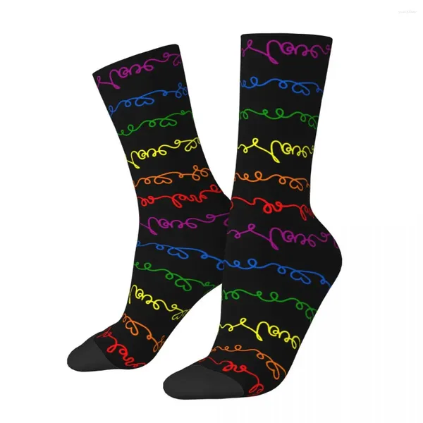 Herrensocken lieben Wort Herzen im Regenbogenmerch für Frauen Komprimierung Druck alle Jahreszeiten Freund Geschenke