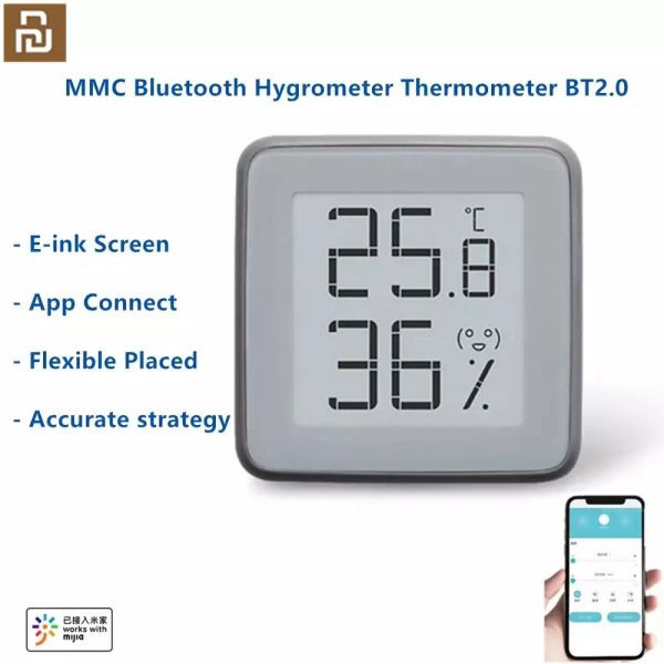 CONTROLLO 2020 Nuovo MMC Schermo EInk Smart Bluetooth Termometro Hygrometro BT2.0 Sensore di umidità di temperatura Wor With Smart App