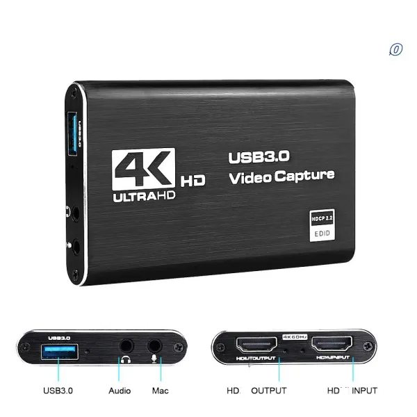 Lens 4K 60 Гц HDMICAMALIBLE VIDEE CARD 1080p для записи игр Live Streaming Box USB 3.0 Grabber для камеры PS4