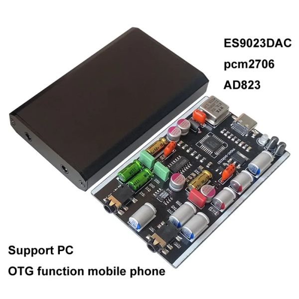 Accessoires Dlhifi ES9023 DAC Computer USB Sound Card Decoder HiFi Material AD823 PCM2706 Mobiltelefon OTG -Kopfhörerverstärker