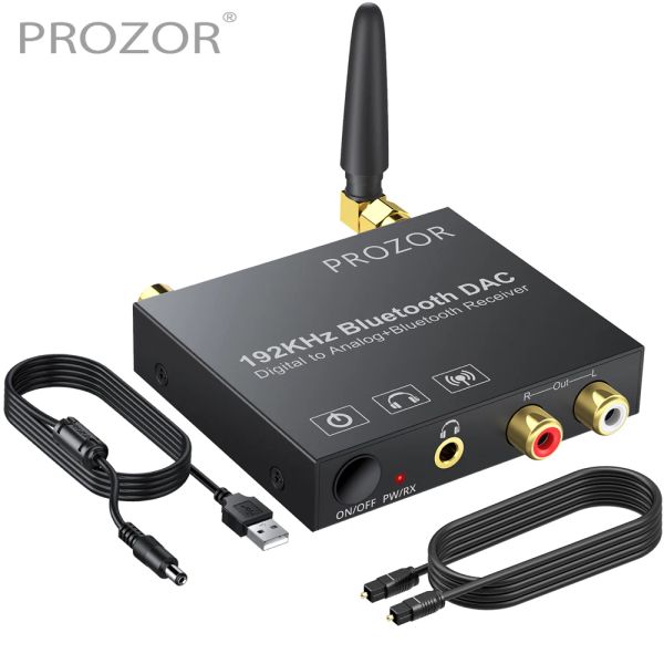 Dönüştürücü Prozor DAC BluetoothCompatable 5.0 Dijital - Analog Audio Dönüştürücü Koaksiyel Toslink - RCA 3.5mm Kulaklık Stereo Ses Adaptörü
