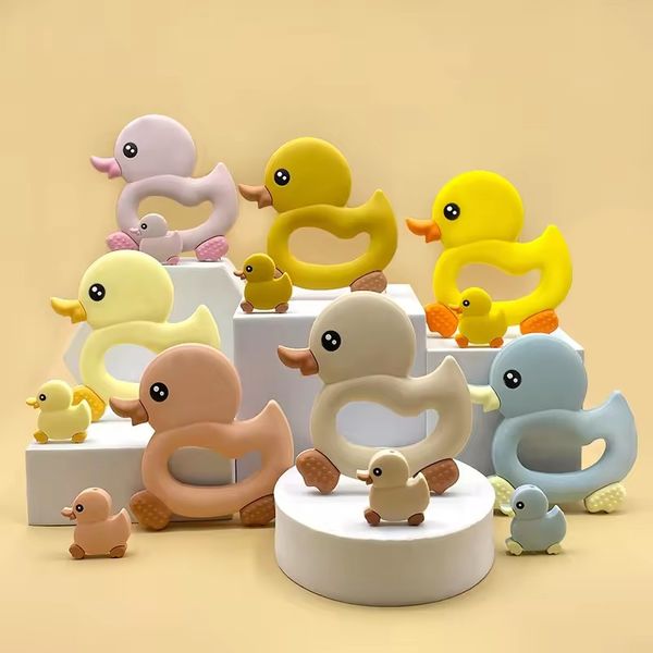 Cute Animal Duck Teether BPA Grátis Silicone macio de enfermagem mastigável Diy SOOTHER BEBÊ RESPEDIMENTO DUMO PENENTE ACESSÓRIOS DE BRINHAMENTO