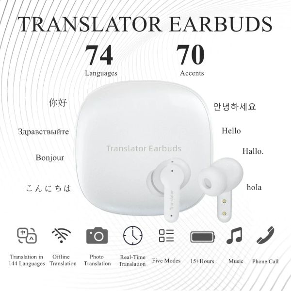 Aurnici M3 VOCE Translator Earbuds Supports 144 Lingue traduzione Wireless Bluetooth Auricolare Bluetooth Instant Twow Online Offline