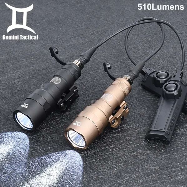 Scopes Metal SureFir M300 M300C İzci Işık 510 Lümenler Airsoft Yüksek Güç M300C Fener Işığı Taktik Dış Mekan Avı Çift Funtion Switch