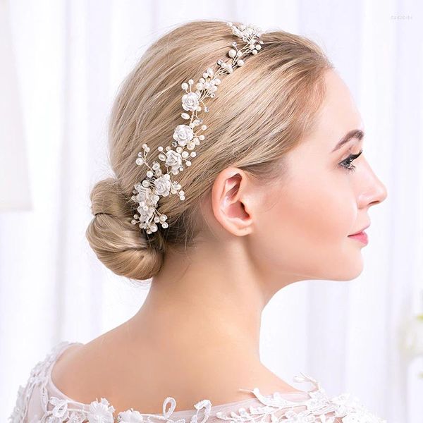 Cabeças de fábricas Estas brancas pérolas de cabelo pentes de cabelo artesanal Austríaco Jóias de casamento Acessórios para joias de noiva