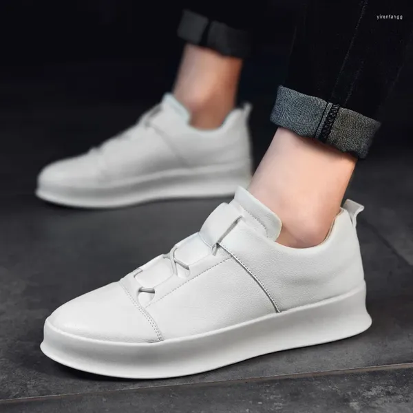 Sapatos casuais homens pu 2024 moda plana tênis branca respirável