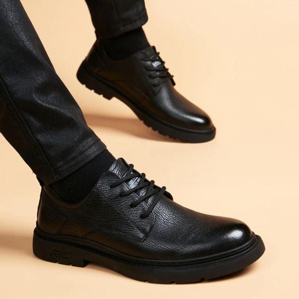 Sapatos casuais couro genuíno para homens vestido formal cenas de casamento britânico calçados oxfords calçados respiráveis trabalhos de escritório tênis