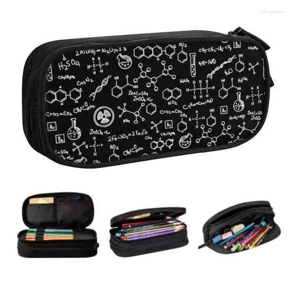 Bolsas de cosméticos ciências química Padrão de casos de lápis para meninos meninos de grande capacidade Fórmulas de tecnologia de tecnologia Pen Bag Box School Acessórios