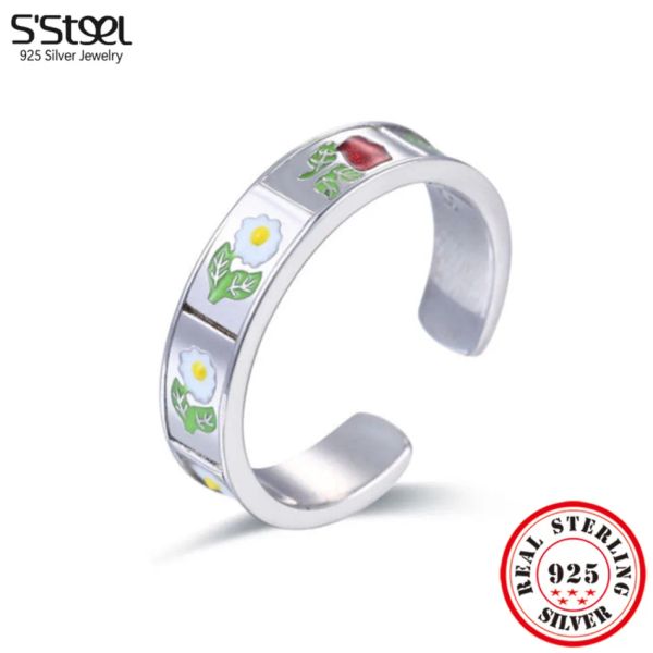 Yüzükler S'steel 925 STERLING Silver Daisy Rose Rezinitable Halkalar Kişiselleştirilmiş En Çok Satanlar 2023 Ürün Aksesuarları Mücevherat