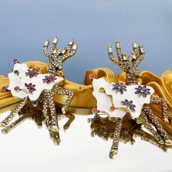 Jóias Western Vintage Jóias Elk Broche lindamente com Diamond Corsage Pin Coleção de Natal