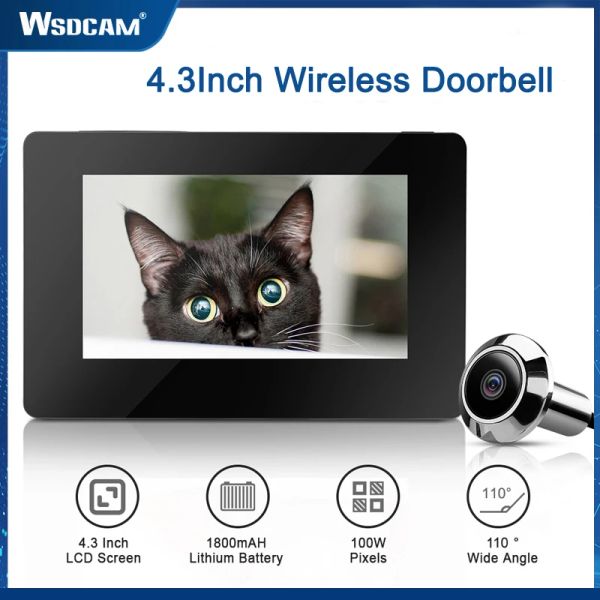 Controllo WSDCAM 4.3 pollici Camera da campanello Smart Elettronica Monitoraggio della telecamera esterna esterna a 110 ° Viepatore di peophole Cat Eye Port Bell Security