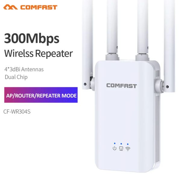 Roteadores comfast cfwr304s 300mbps 2,4 GHz Wireless WiFi Repeater Router WI FI Extender Signal Amplifier Repetidor com 4 antena externa