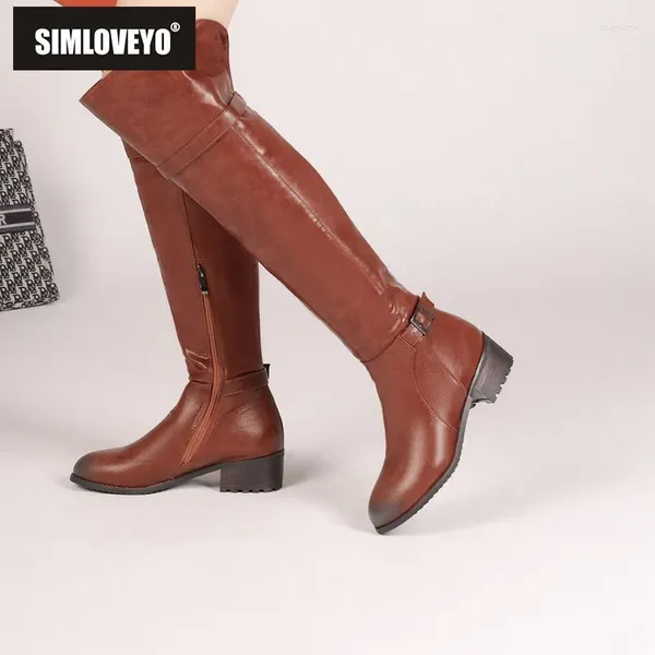 Boots Simloveyo Women coxa de 48 cm de calcanhar de dedo do pé