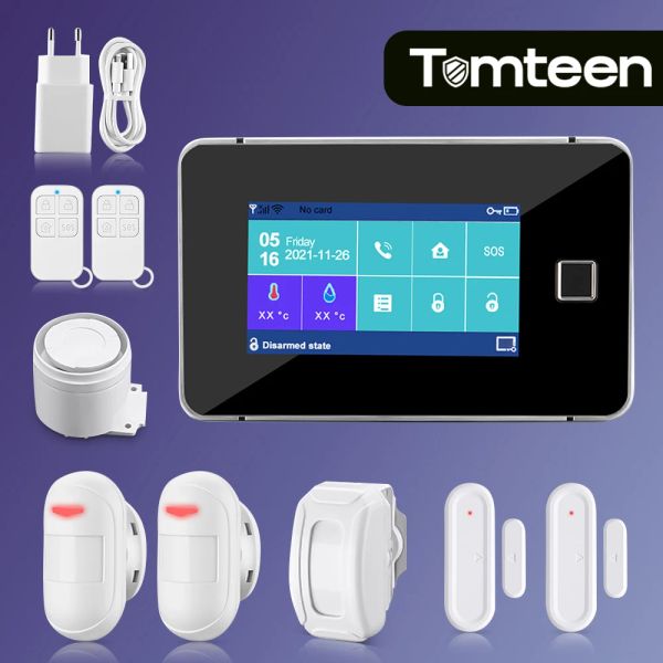 Controle Tomteen Tuya Smart WiFi GSM Security Alarme System 433MHz WiFi GSM Alarmless Wire House App Control S0S ARMAR ANTITHEFT