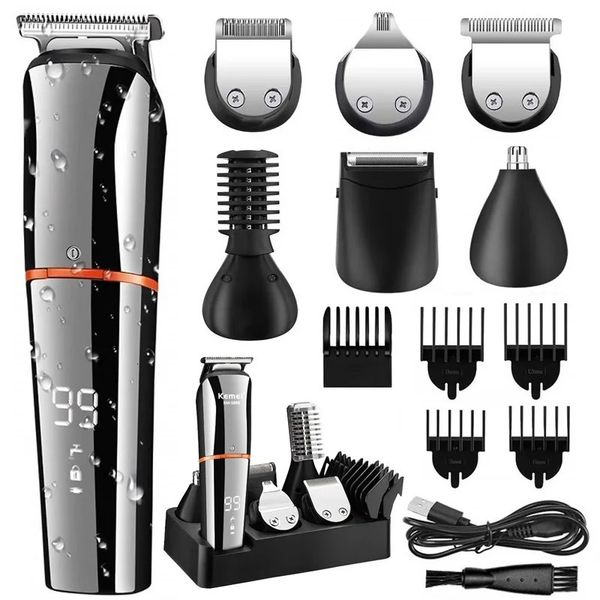 Display digitale Kemei originale All in One Hair Trimmer for Men Hybonew Beard Electric Clipper Kit Taglio di capelli 240411