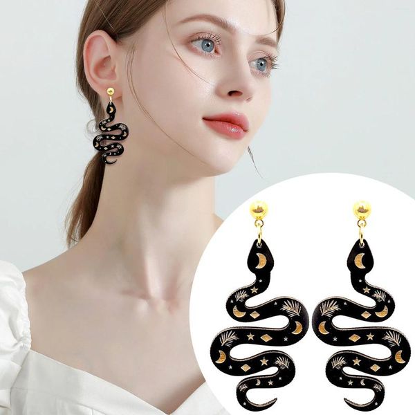 Hölzer Ohrringe Jewlery für Frauen schwarze Serpentin hängende Holzzubehör Girl Geschenk Boho