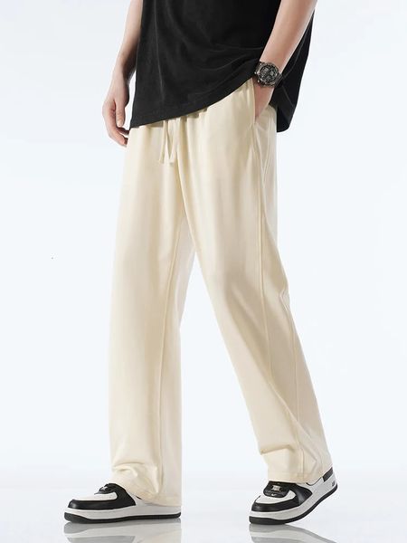 Yaz Erkek Sweatpants Kore Moda Spor Giyim Hafif İnce Pamuk Düz Track Pantolon Günlük Gevşek Ev Pantolonları 240410