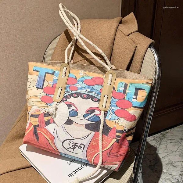 Bola grande grande comprador de desenho animado 2024 Salpistas de estilo chinês Bolsas de ombro de moda Bolsas casuais Purs