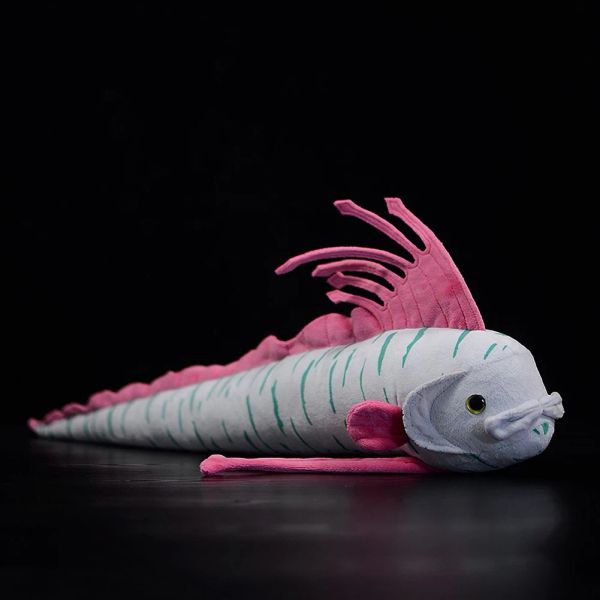 Almofadas 66cm Vida real Oarfish Ribbon Fish Chimera Plush Toy Toy Soft Regalecus Glesne Simulação Rei do Herring Ocean Animal Boys Presente