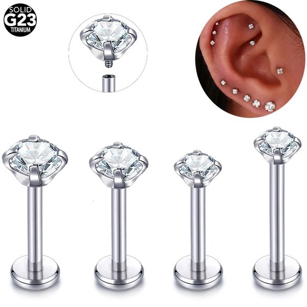 1pc CZ Labret Labbro anelli di filo internamente zircone monroe 16g tragus elica cartilagine piercing orecchini orecchini 240409