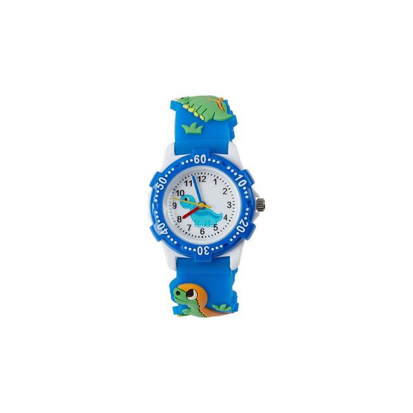 Childrens Watch Blue Dinosaur Childrens Orologio per bambini Scrivi un orologio in plastica Tavolo Rotary