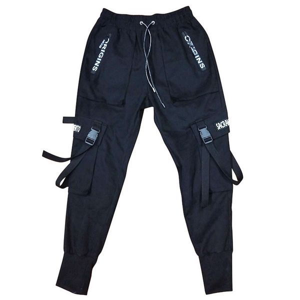 Calças de roupas de trabalho de outono e inverno jovens, calças casuais masculinas da moda, estilo de motocicleta, calças esportivas de perna pequena e solta