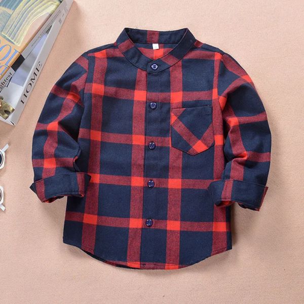 T-shirt Spring Autumn Children Shirts Shirts Fashion Ploid Collar Canclette lunghe camicie per bambini da 212 anni indossano abiti