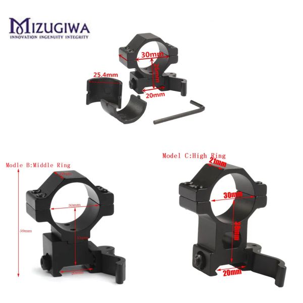 Escopos 2pcs/lote caça qd Escopo de liberação rápida montagem tecelão 30mm 25,4mm 1 