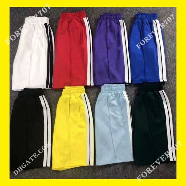 Shorts de grife de grife masculino Palms shorts letra listrada listrada listrada de fita de arco -íris para casais masculinos e femininos Palma da rua solta cinco centavos calças