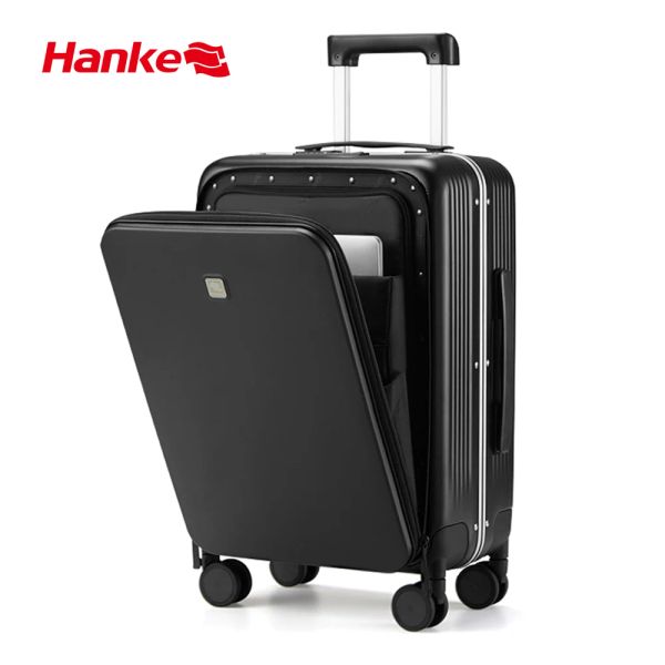 Багаж Hanke 2022 Новый дизайн багаж бизнес -туристический чемодан Carry On Boarding Cabin Trolley Case PC Материал Спиннер Спиннерские колеса